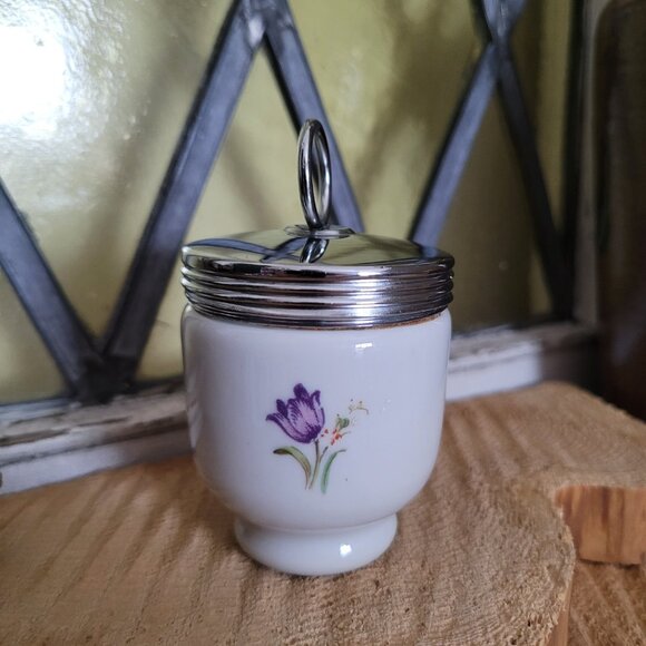 Vintage Porcelain Egg Coddler Royal Worcester Floral Design - Picture 5 of 11